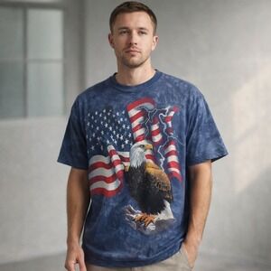 The Mountain Eagle American Flag Tie Dye T Shirt Mens XL Patriotic USA